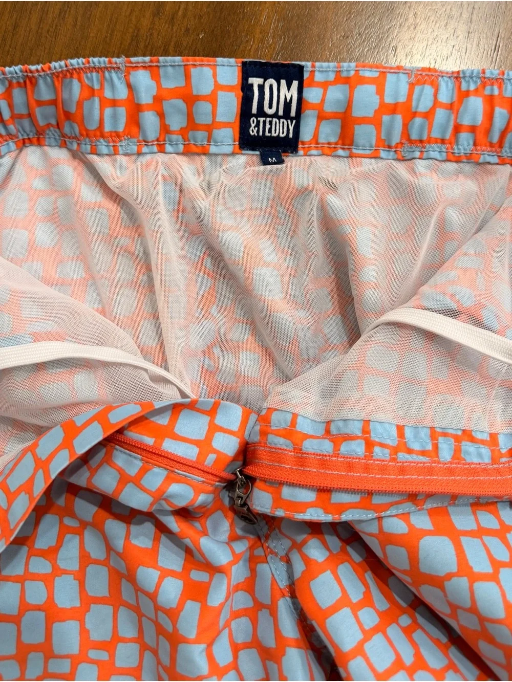 Tom & Teddy Men's Geometric Mosaic Swim Trunks / Board Shorts - Size M